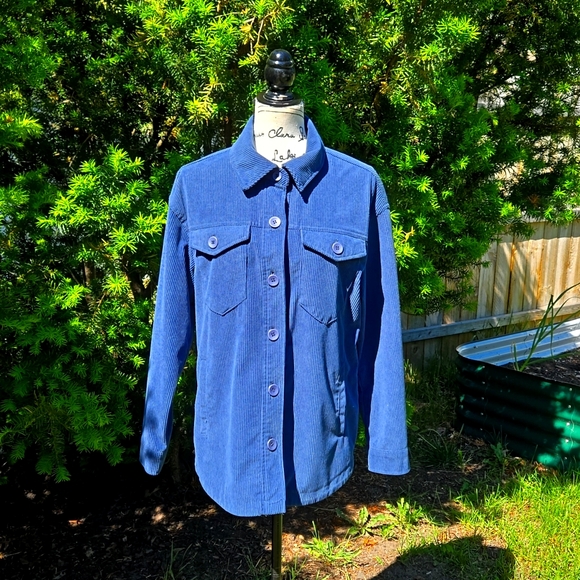 AVEC LES FILLES ▪︎ Women's Teal Corduroy Shacket, Size Medium - Picture 1 of 10
